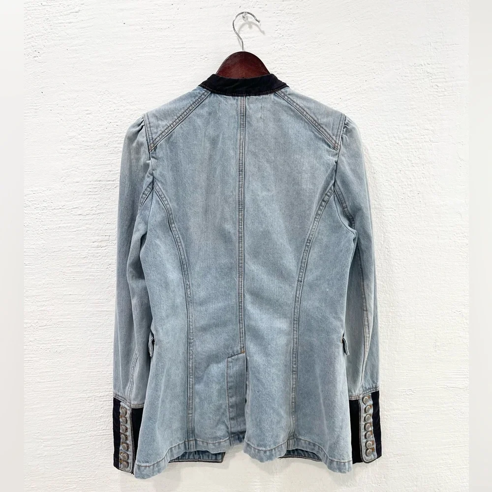 Free People Denim Seamed And Structured Jacket - Picture 6 of 8